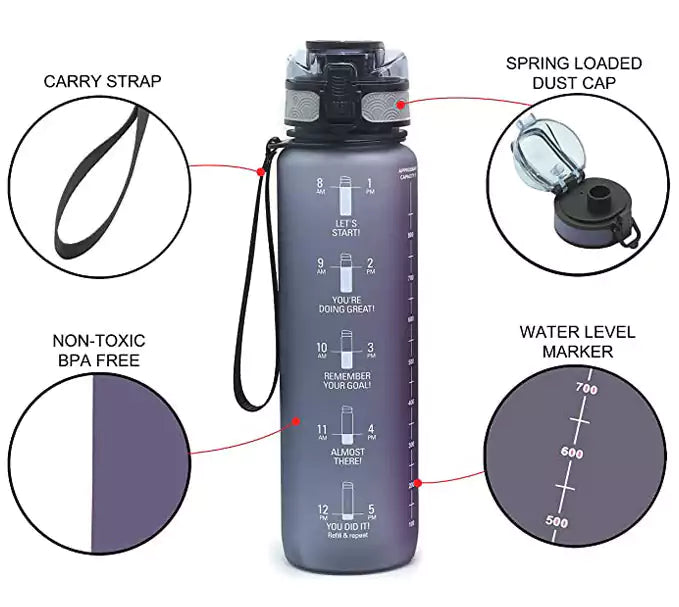 Buy 1 Litre Water bottle Grey Color Online - Seepar.com.au