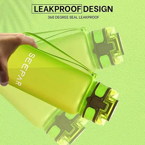 SEEPAR 1-Litre Water Bottle with Time and Hydration Markers, Durable and Leak-Proof Water Bottle,  Comes in 4 Eye Catching Colors